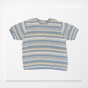 RUSS WOMAN Short Sleeved Blue Striped Top, Women’s 14W/16W